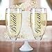 BANBERRY DESIGNS Bride and Groom Champagne Glasses Set of 2, Silver Wedding Toasting Flutes 6 oz, Elegant Mr and Mrs Champagne Glasses, Wedding Reception Bridal Shower Engagement Gift Keepsake