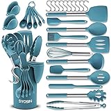 【Apto para lavavajillas y fácil almacenamiento】 Juego de utensilios de cocina de silicona para cocina, simplemente límpielo con agua caliente o límpielo en el lavavajillas. Diseño de orificio para colgar, fácil de almacenar, podemos asegurarnos de que el producto se use durante mucho tiempo todos los días.