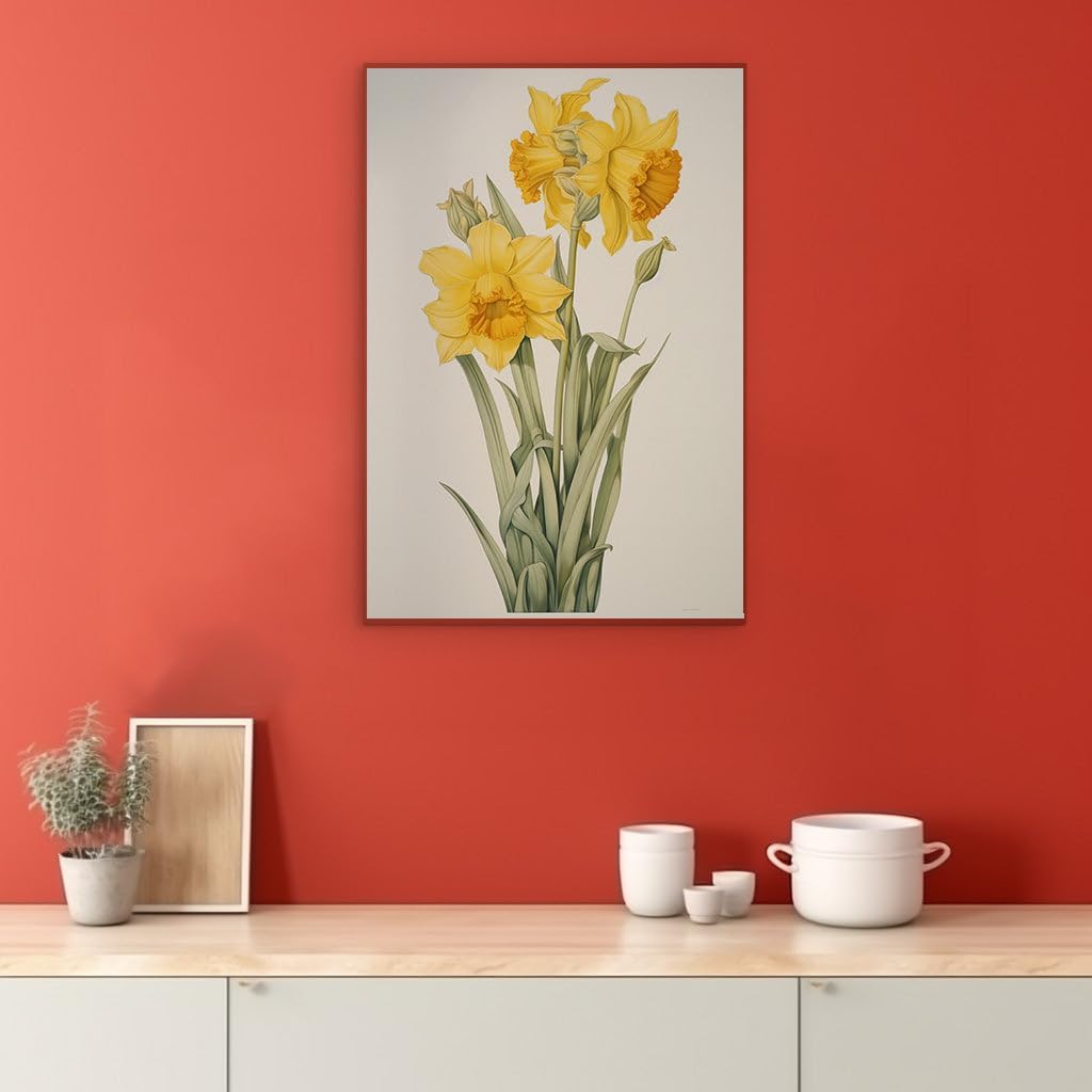Canvas for Living room. Splendor in Simplicity � Three Vivid Daffodils Against Pristine White, 27 x 18 inch Canvas Wall Art - Contemporary Masterpieces - Modern Home Decor - 69x46 cm (27x18 inch)