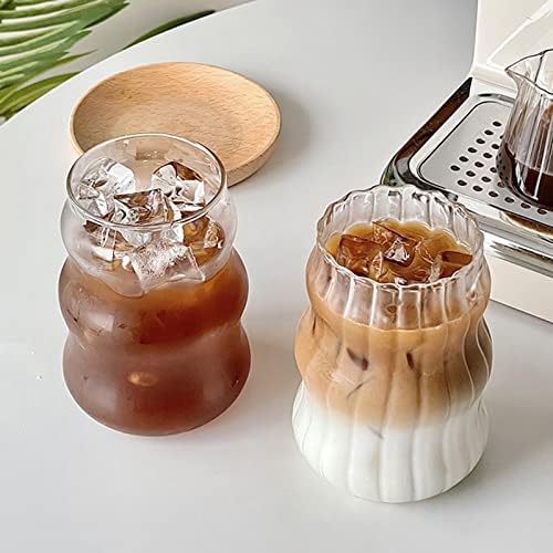 SUFUBAI Ason Jar Lot De 4 Verres à Café Ason Jar Avec Couvercles En Babou Et Pailles En Verre