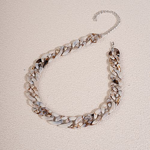 Wekicici Acrylic Cuban Chain Choker Necklace Vintage Chunky Chain Collar Necklace Resin Link Curb Chain Necklace Punk Hip Hop Prom Party Accessories For Women Girl (Style 4) #TOP3