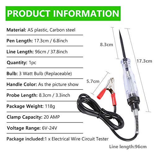 Elektrische circuitdoorgangstester 6 V/24 V met lichtindicator Diagnostische instrumenten - Image 4