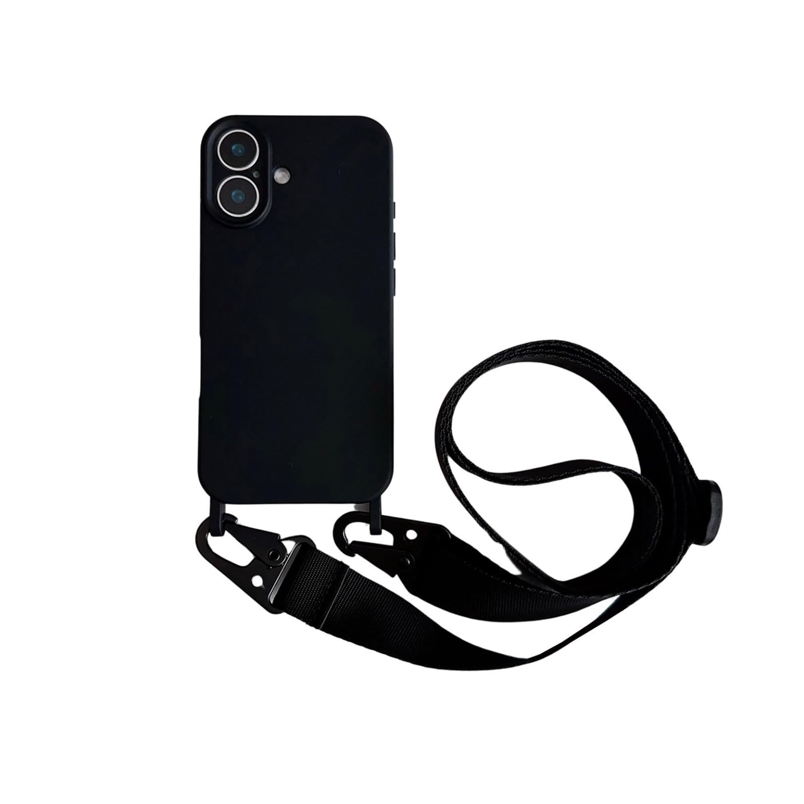 Mobile Phone Chain Case for i16 Pro, Necklace Mobile Phone Case Nylon Shoulder Strap Soft TPU Cover with Cord for Hanging Case, Shockproof Protective Case with Stylish Strap, Black