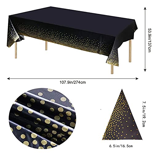 Yidaxing Zwart en goud partyservies, afbreekbaar, gouden dot, partyborden, set bevat servetten, papieren bekertjes… - Afbeelding 7