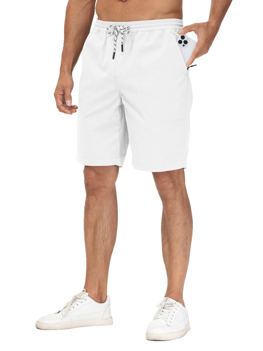 Huayuzh Pantaloni corti da uomo estivi cargo chino cotone elasticizzato per il tempo libero elastico in vita con tasche