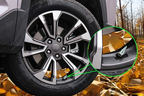 Lunsom Aluminum Valve Stem Caps, Spike Air Cap Tyre Dust Cover Car Rim Stems Vehicle Accessories Fit Most Trucks Motorcycles Bikes (4PCS Silver) - Thumbnail 4