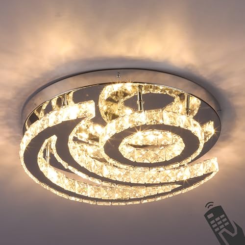CXGLEAMING 15.7' Lámpara de techo LED de cristal moderna plafón led de techo...