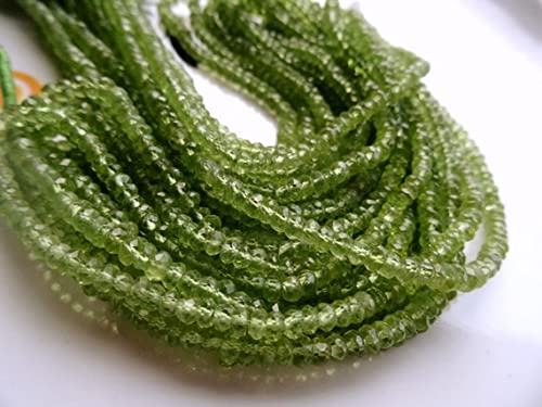 Peridot micro faceted rondelle en fil de 13 pouces pour bijoux de haute qualité