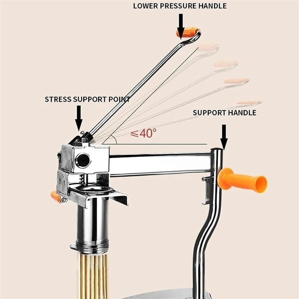 Máquina for hacer pasta manual de acero inoxidable, máquina compacta for hacer fideos con 7 moldes de prensado, máquina comercial for prensar fideos a presión manual, base en forma de U, for el hogar