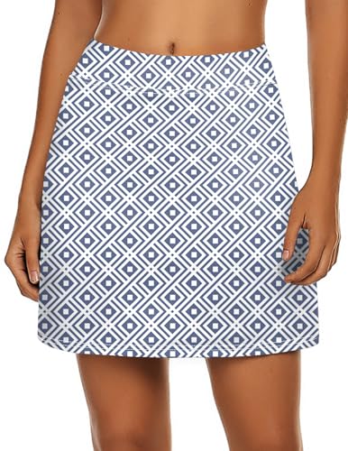 Ekouaer Active Women's Plus Size Stretch Woven Athletic Double Layer Skort with Inner Bike Short