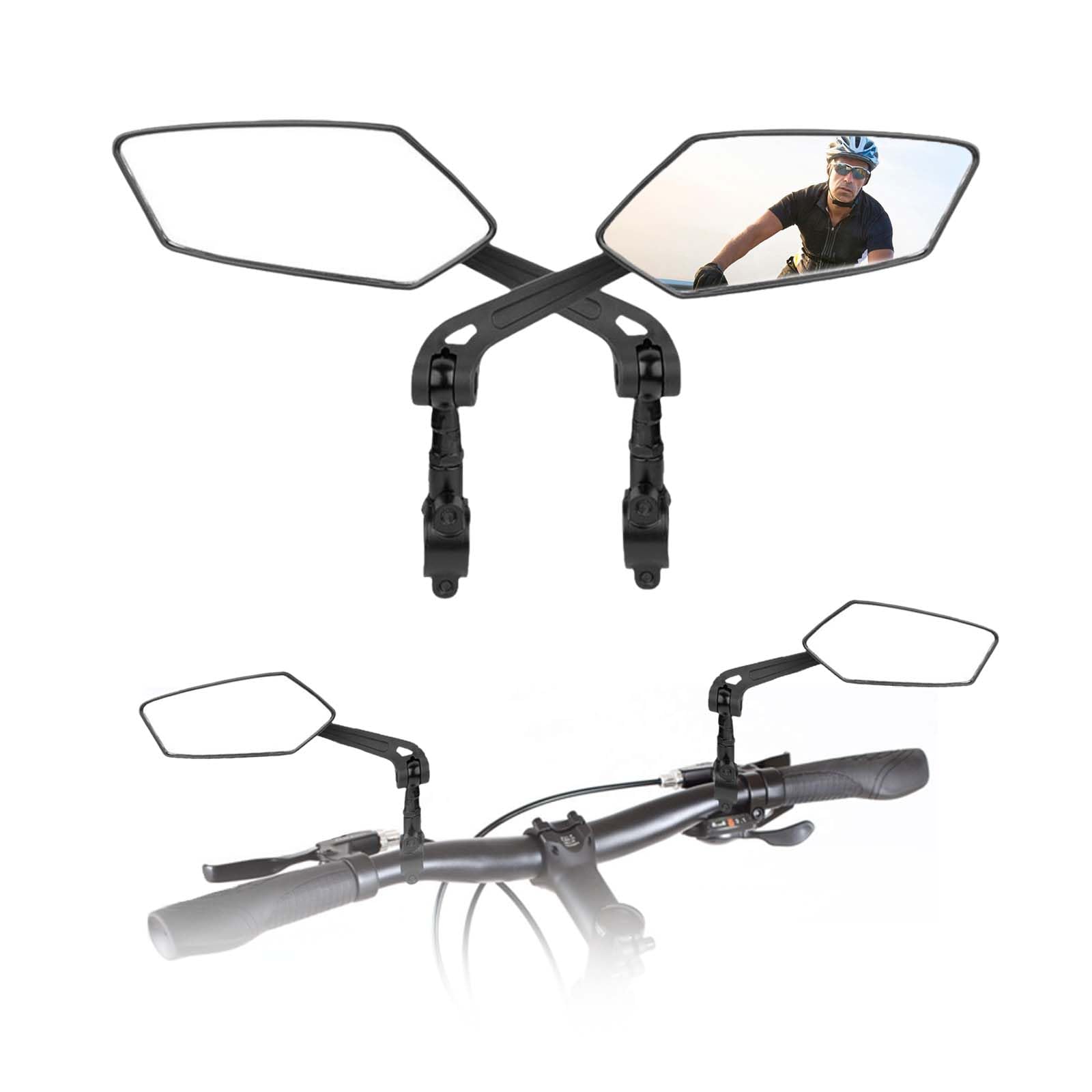 2 pezzo Specchietto retrovisore per bicicletta,Specchietto retrovisore girevole per bicicletta, Specchietto retrovisore della bicicletta, Specchietto Bici, per manubri da 2,0 cm a 2,8 cm, nero