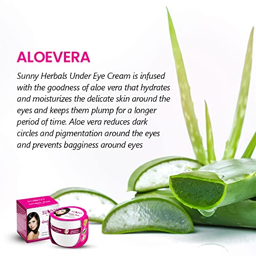 Image of Sunny Herbals Under Eye Cream With Essential Oil, Extract of Aloevera, Arnica & Cucumber | Revitalizes Skin Around The Eyes | Reduces Puffiness, Minimizes Dark Circles & Fine Lines Around The Eyes | 50gm (Pack of 2)
