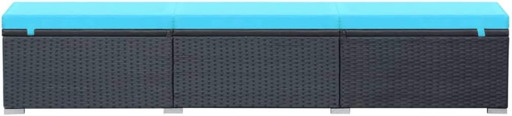 vidaXL Outdoor Sun Lounger Woven Resin Black/Blue