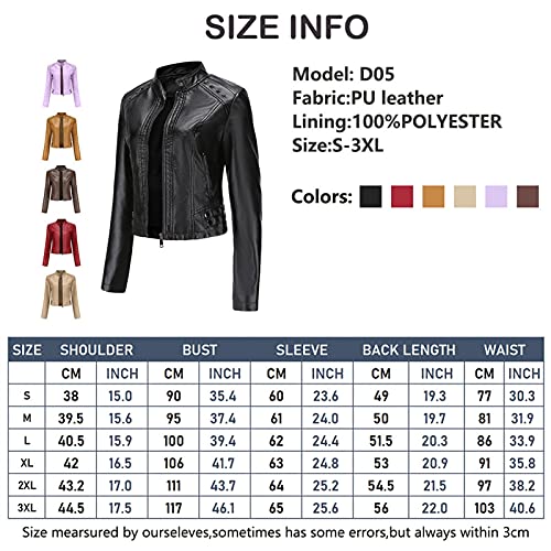 Jaquetas femininas curtas primavera outono slim para motociclista jaqueta, couro rebitado manga long