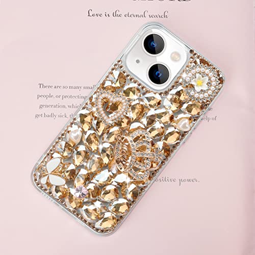 Coque luxe iPhone 15 Plus couronne en strass et finitions dorées - 6