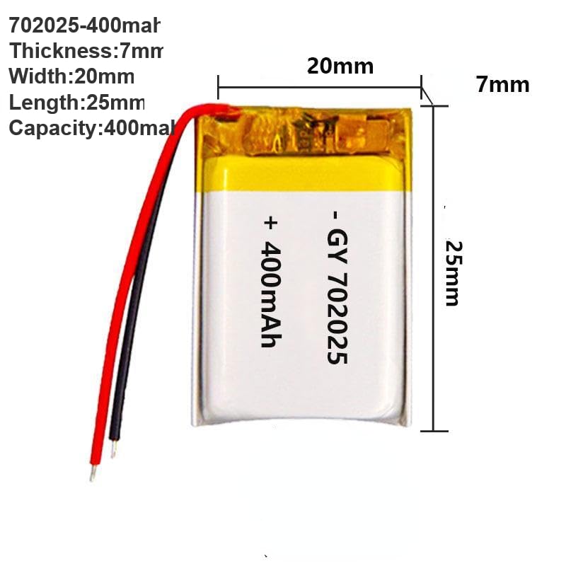 3.7V Lipo Polymer Rechargeable Battery for Smart Bracelet LED Light (702025-400mah)