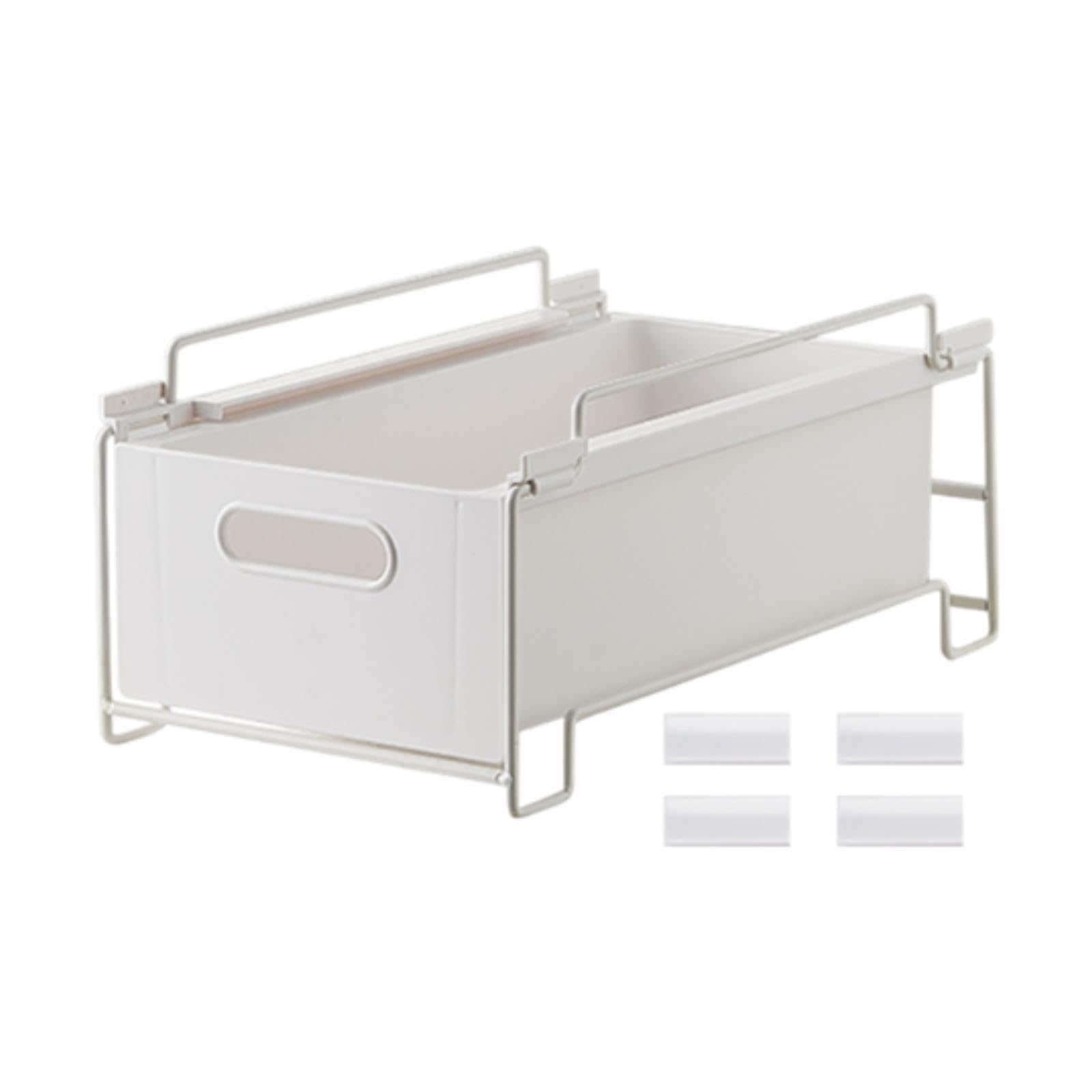 Zambuph White Slide Out Drawer Below Sink Storage Solution Convenient Organization For Bathroom Kitchen Laundry Rooms Below Sink Organizer Countertop Organization 35X20x16cm