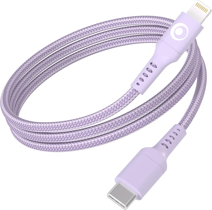 Câble tressé USB C/Lightning 3A violet Bigben, une conception durable