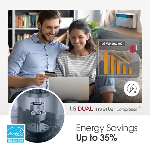 LG 14000 BTU Window Air Conditioner Energy Saving Dual Inverter Remote Control WiFi Enabled Works w/LG ThinQ, Alexa Washable Filer Ultra-Quiet Cools 700 Sq.Ft. for Large Room AC Unit White LW1522FVSM by LG - Image 7
