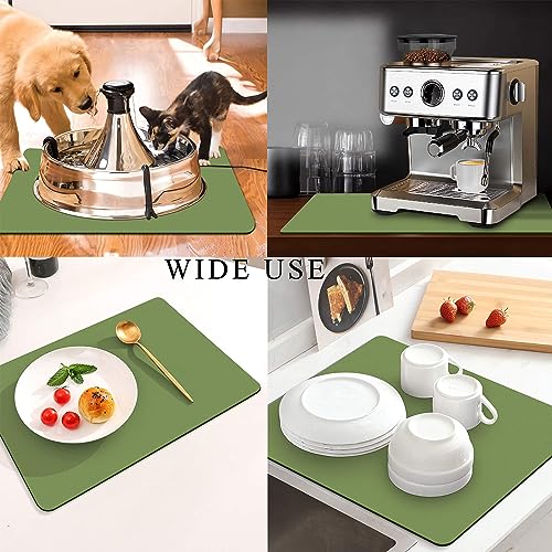 Image of Coffee Mat for Countertops ,Coffee Bar Accessories Fit Under Coffee Maker Espresso Machine, Absorbent Hide Stain Rubber Mat for Countertop ,Dish Drying Mat for Kitchen Counter (Green, 12 inchx19 inch)