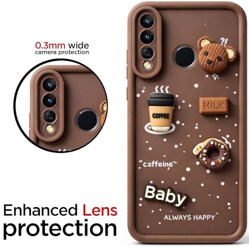 Image of Bintage Ball Bear| Donut| Milk Cake| Baby| Coffee Rubber Case Camera Protection Back Cover Compatible for Huawei Y9 Prime 2019 - Brown