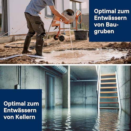 T.I.P. Schmutzwasser Tauchpumpe - Baupumpe Edelstahl (30.000 l/h Fördermenge, 13m Förderhöhe, 1,3bar Druck, 1.800W, 45mm Korngröße, Waschlauge, heißes Wasser bis 95°C) Extrema 500/13 IX, 30171