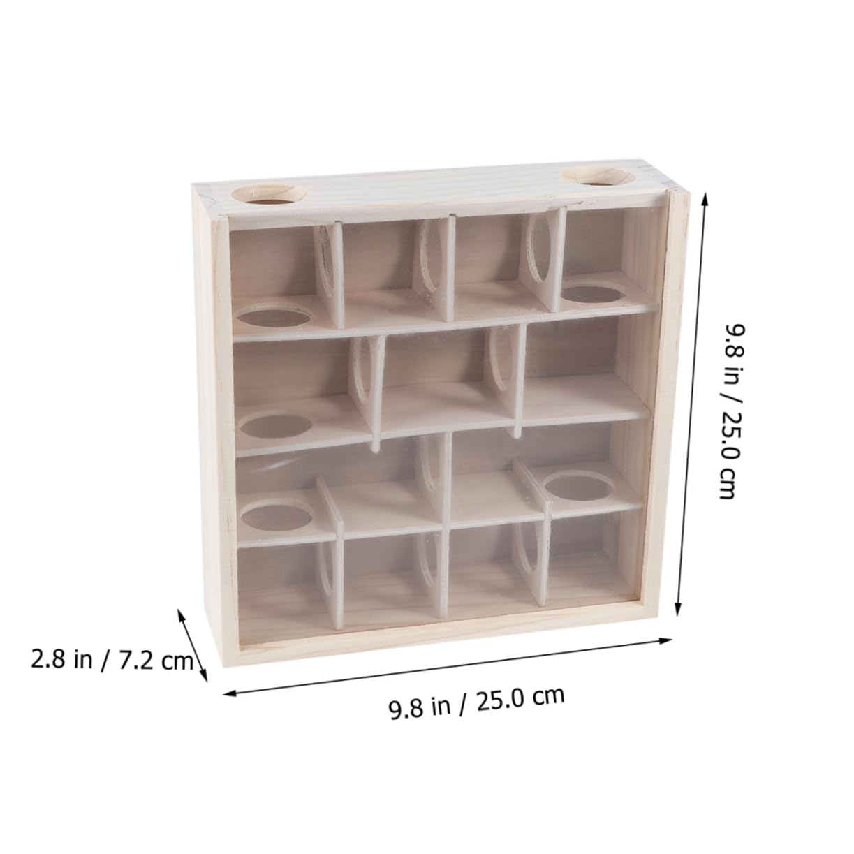 Milisten Holzlabyrinth Labyrinthtunnel für Hamster aus Natürlichem Holz mit Glasabdeckung Kleintierspielzeug für Hamster Ratten und Mäuse im Käfig