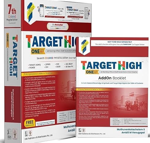 Image of Target High - with Add On Booklet Free- One Nation Norcet Book on Nursing Officer, Staff Nurse Recruitment Exam (Set of 2 Books) 7th Coloured Phygital Edition BY Ambili M Venugopal Edition 2024