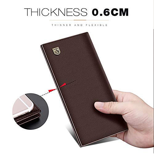Bifold Leather Wallets For Men, Genuine Cow Leather Gift Box Packing Card Holders Men's Slim Wallet Mens Business Long Wallets Casual Men Purses Gifts For Mens Birthday Gift For Father Day(Brown2) #TOP3
