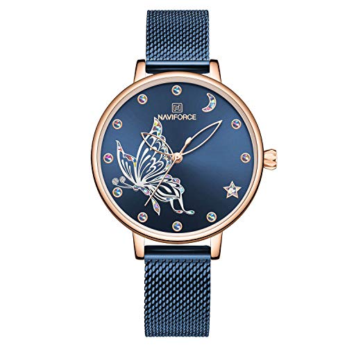 NAVIFORCE Womens Fashion Watches Waterproof Analog Luxury Wristwatch Unique Face Design Casual Dress Watches for Ladies