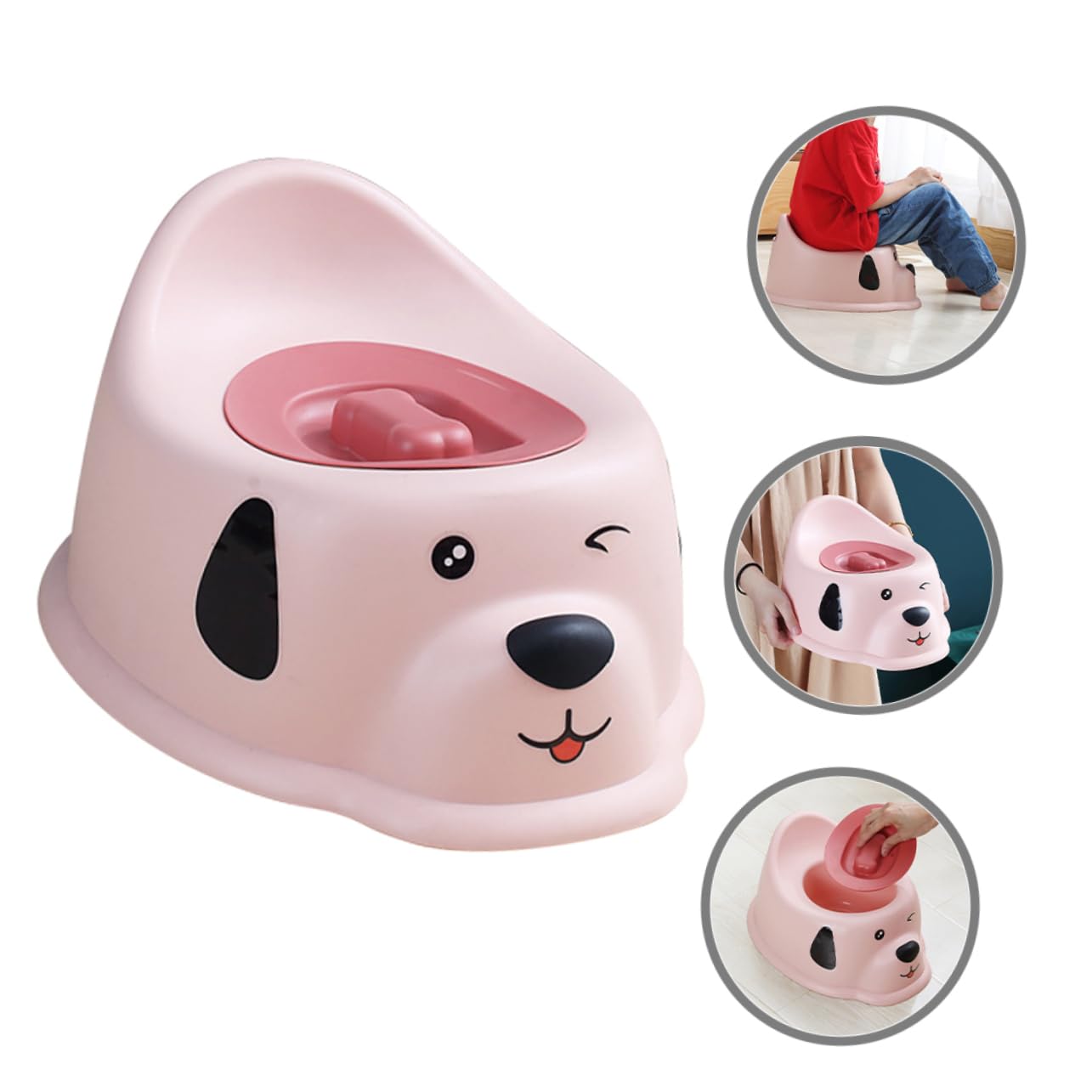 Vasino da Allenamento per Bambini con Coperchio, Pp, Cane | Ragazzi e Ragazze, Design Cartone Animato, Facile da Pulire, Uso Bagno Domestico