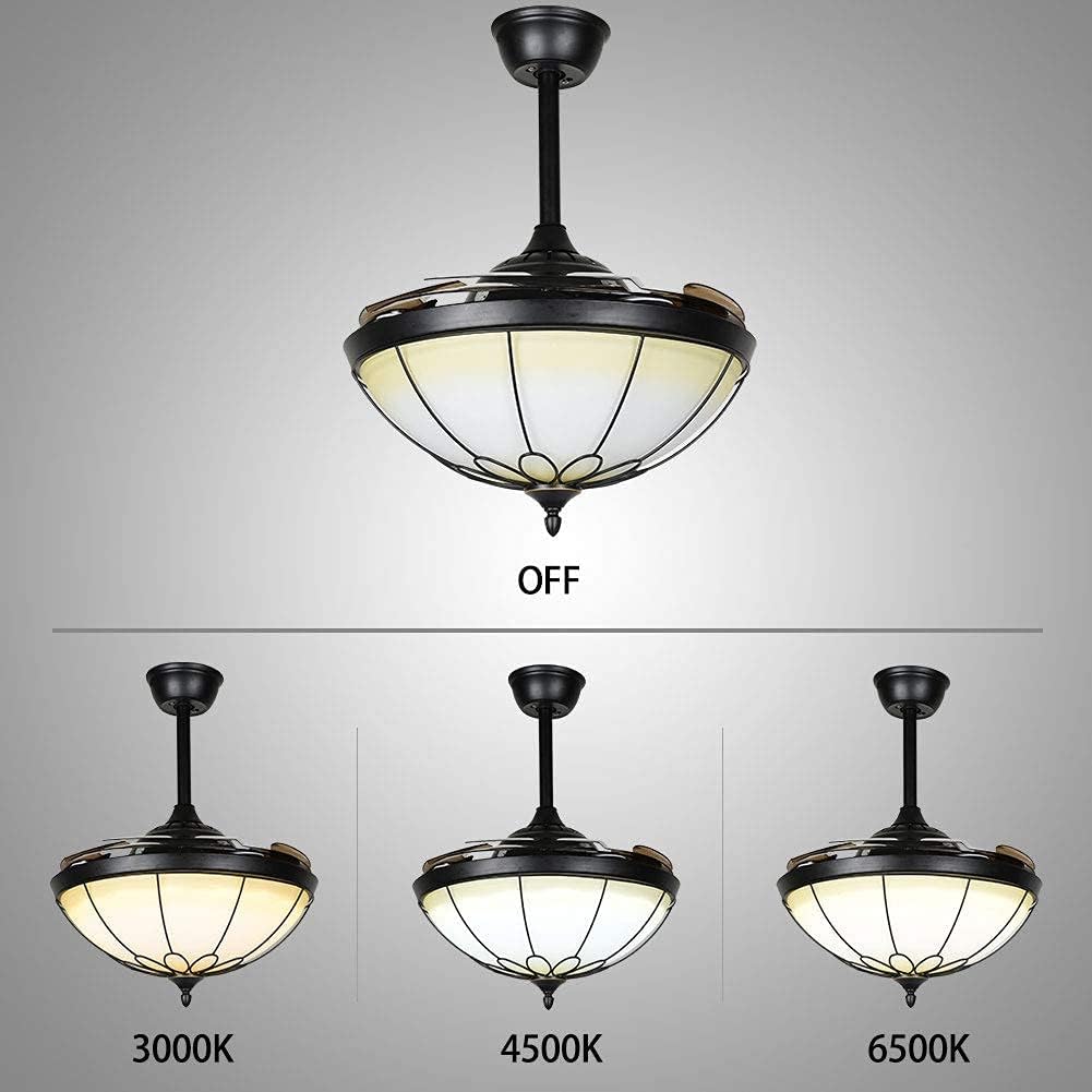 Bеѕt Rеvіеw Nikecaco 42 Retro Fandelier Ceiling Fan with Lights and Remote Retractable Blade Frosted Glass Shade Chandelier Fans with 3 Color Changes LED Rustic Ceiling Fan Decorate Living Room/Bedroom