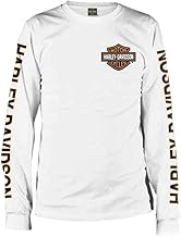 Harley-Davidson 30291744 Men's Long-Sleeved Orange Bar & Shield Black Shirt, black