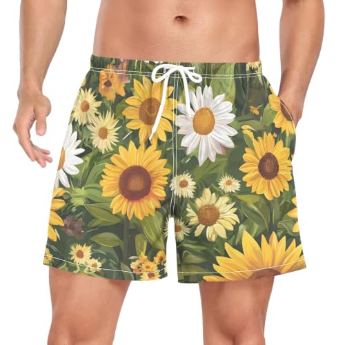 Pantalones cortos de natación para playa y piscina con girasoles