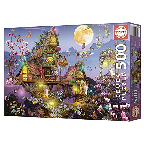 Educa - Elfenhaus | Puzzle 500 Teile für Erwachsene und Kinder ab 11 Jahren, Fantasy Märchen Feen Zauberwelt (19554) – Ansicht 5
