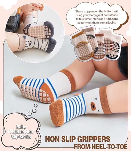 LANLEO Baby Toddler Socks with Grips Baby Toddlers Girls Boys Non Slip Grip Socks with Grippers 6 Months-5 Year Old2