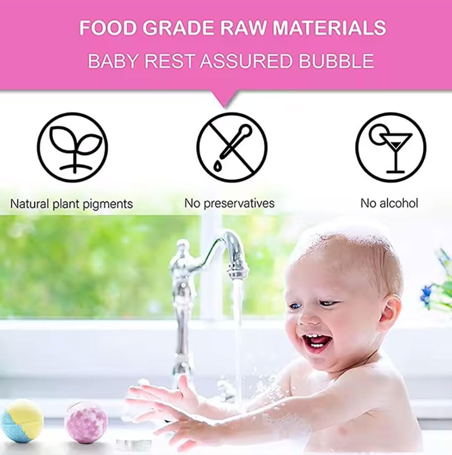 Image of Seychelles Kids Multi color Bubble Bath Bombs, Safe Kids 1+, (100 gm Each), Pack of 12 Bath Bombs, SLS Free, Coconut Based Product (Free From Heavy Metal Residues)