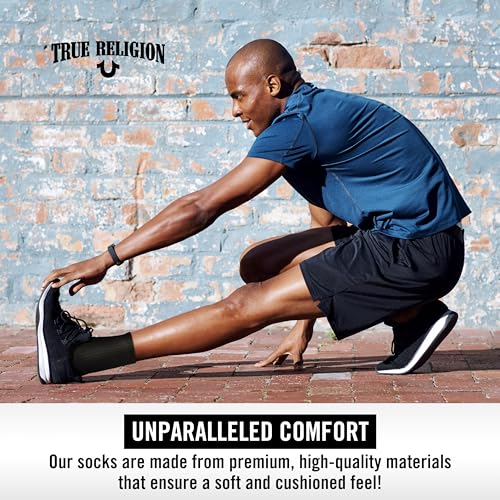 True Religion Mens 8 Pairs Crew Socks for Men Premium Athletic Men's Socks, Shoe Size 8-123