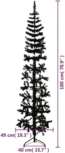 Miniatura 7 de vidaXL Árbol de Navidad artificial delgado con soporte negro 709 pulgadas