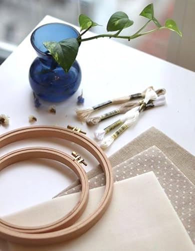 Nurge Premium Beech Wood Gold Clasp Embroidery Hoop 6" Inches/16cm Diameter - 8mm Thick