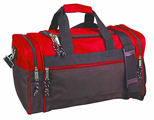 DALIX DF-019 Duffel Bag Sports Gym Carry Bag with Strap and Side Pockets, 20 Inches, Red