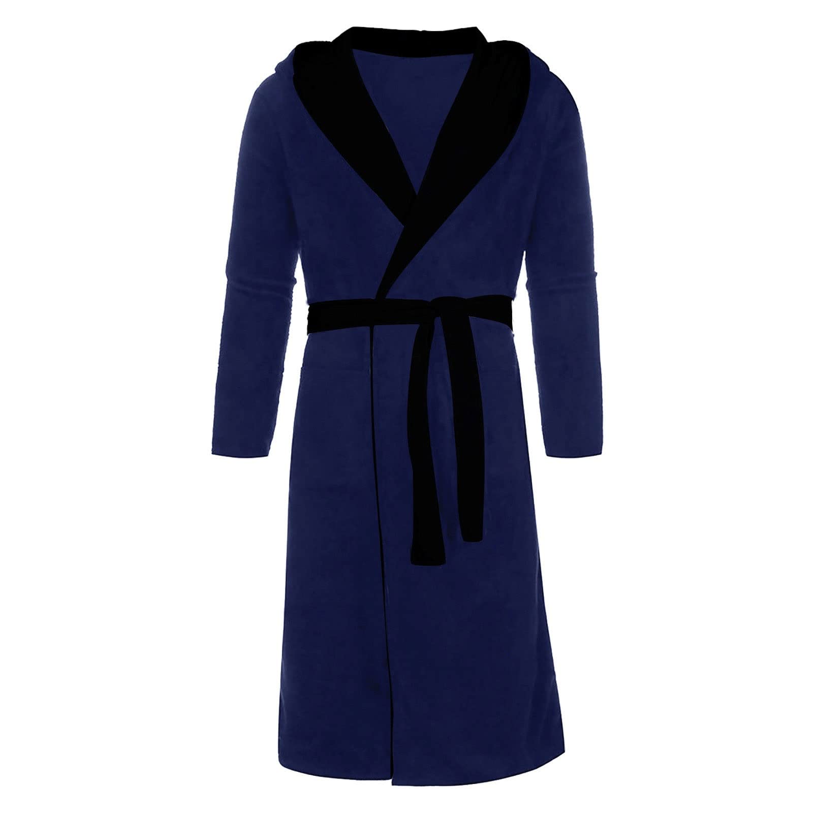 Abito da Uomo, Grande Abito Morbido Peluche, Caldo Accappatoio in Pile, for la casa Indossare Autunno Inverno (Color : Blue, Size : 2XL)