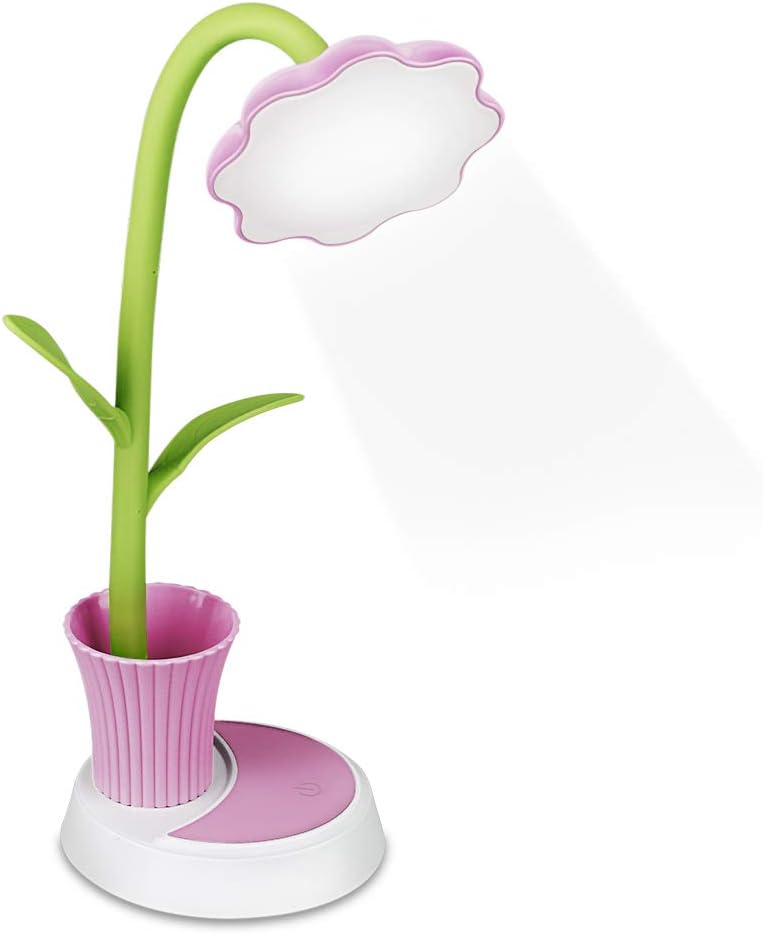 Zorara Lampara Escritorio Led, Flexo de Escritorio 3 Niveles de Brillo con Portalápices, Lámparas de Mesa USB Regulable con Control Táctil para Leer (Rosa) (Green)