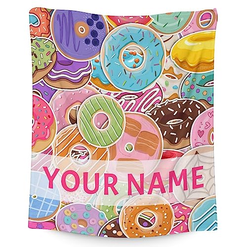 Girls Blanket - 50"x60" Cute Donut Throw Blanket Gifts for Kids & Adults - Personalized Colorful Soft Fuzzy Doughnut Blanket for Bed, Couch & Living Room