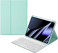 Vista 10 de AnMengXinLing Funda de teclado para iPad de 9.7 pulgadas, iPad de 5ª/iPad 6ª generación, Air2, funda inteligente con soporte para lápices, teclado