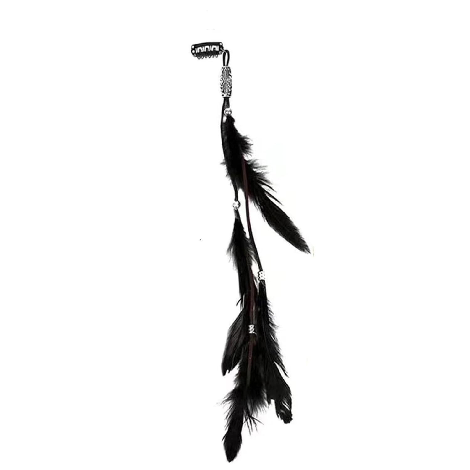 Feathers Hair Extensions for Women Boho Clip-in Hair Feather Tassel Hairpin for Carnival Halloween Party Yellow One Size