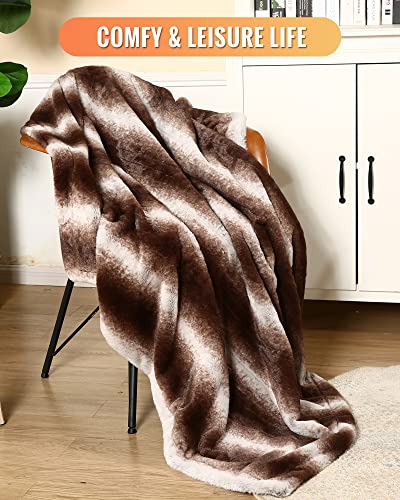 Heated Blanket Electric Throw Faux Fur 50" X 60" Size Low Voltage, Soft Warm Fast Heating Blanket For Bed & Couch With 4 Heating Levels & 2-4-8-10 Hour Auto Shut, Machine Washable (Chocolate) #TOP6