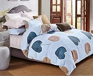 AASHIYANA SAJONA Microbre Designer Leaf Printed Single Bedsheet, with 1 Pillow Cover