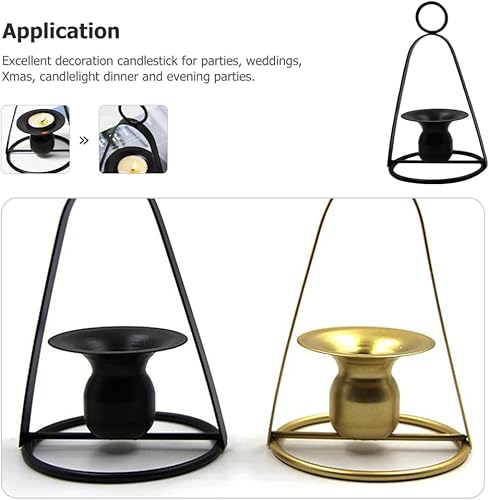Miniatura 7 de Tofficu Portavelas de metal con diseño geométrico dorado para colgar portavelas y portavelas votivas centro de mesa para fiestas al aire libre y