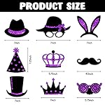 Zonon 24 Pcs Funny Photo Booth Props:Valentine's Day, Mardi Gras, Easter, Family Reunion, Class Reunion, Birthday, Weddings, Prom Disco Party Supplies - Mix of Hats, Lipstick, Tie(Black and Purple) - Image 2